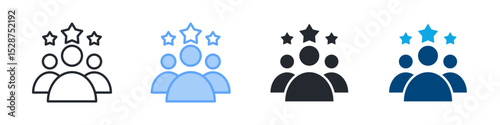 Leadership Icon Set Multiple Style. Design In Outline, Blue, Glyph, Dualtone