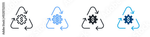 Continuity Icon Set Multiple Style. Design In Outline, Blue, Glyph, Dualtone