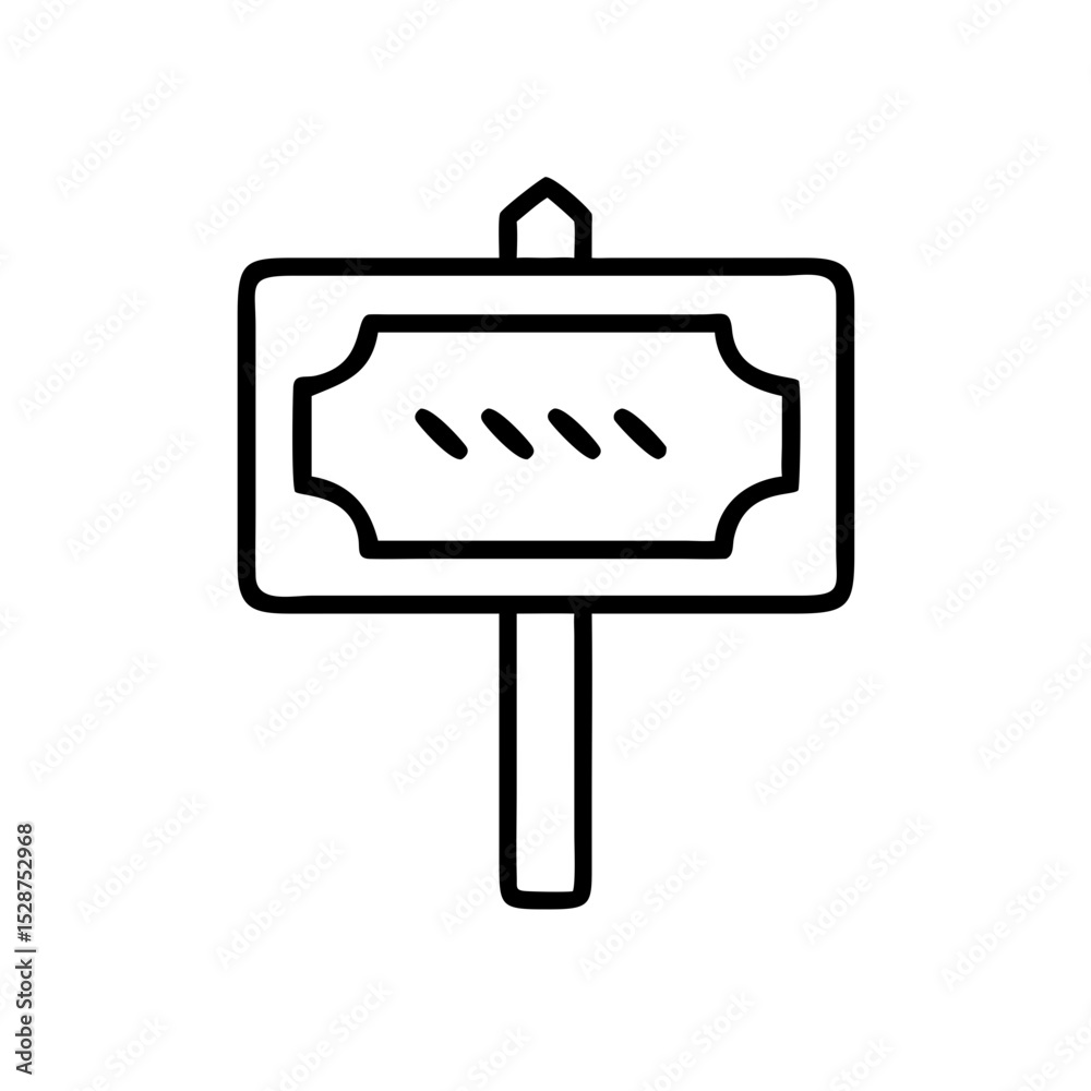 Fototapeta premium Wooden signboard in outline style, black and white, Oktoberfest decor