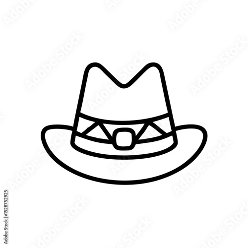 Oompah band hat in outline style, black and white, traditional music wear