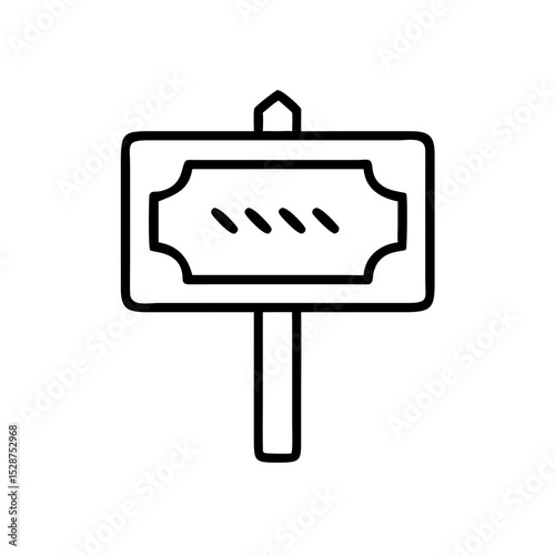 Wooden signboard in outline style, black and white, Oktoberfest decor