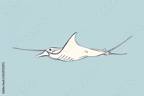 Continuous one line drawing wild blue whale fish. One line drawing illustration of blue whale fish. Marine animal concept continuous line art. Editable outline.