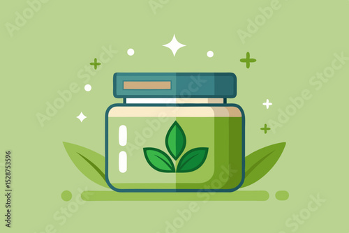 glass jar green herbs
