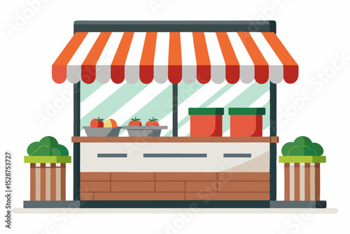 local farm stand striped roof fresh produce