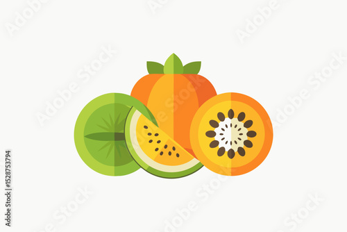 flat design sliced tropical fruits minimal