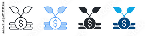 Investment Icon Set Multiple Style. Design In Outline, Blue, Glyph, Dualtone