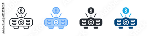 Business Strategy Icon Set Multiple Style. Design In Outline, Blue, Glyph, Dualtone