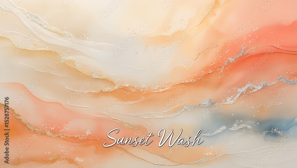 Fototapeta premium Abstract fluid art featuring warm colors and shimmering silver for creative designs