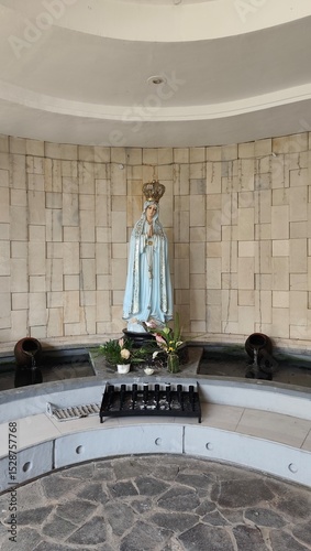 The statue of the Virgin Mary is a symbol of the Catholic religion, a place of meditation to get closer to God