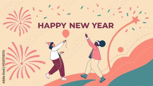 New Year Day Celebration Illustration