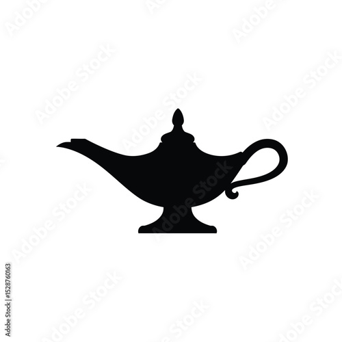 Genie lamp silhouette magical wish icon