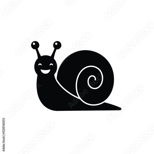 Happy snail cartoon black silhouette illustration