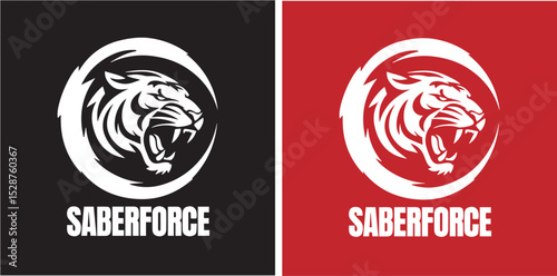 Modern Minimalist Tiger Head Logo Design for Saberforce Brand.eps