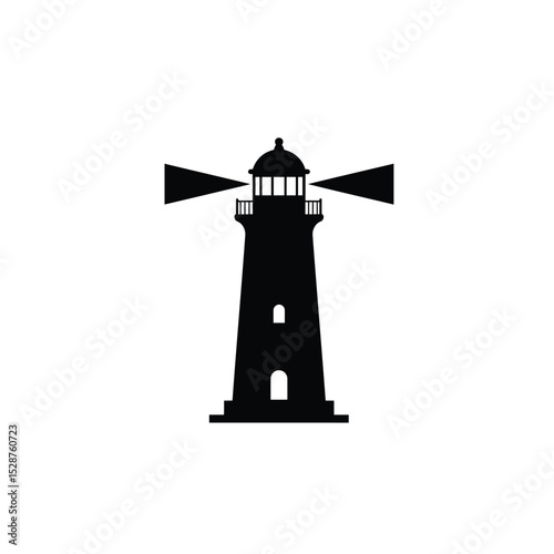 Beacon of Guidance: A stylized monochrome image of a lighthouse, a timeless symbol of guidance and navigation, standing tall. its beam cuts through the darkness, offering direction and hope.