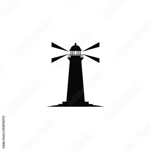 Iconic lighthouse silhouette shining brightly at night