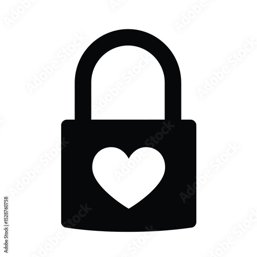 Black padlock icon with white heart shape