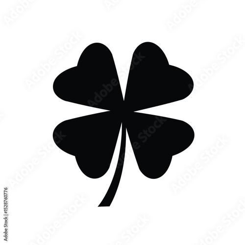 Black four leaf clover good luck symbol