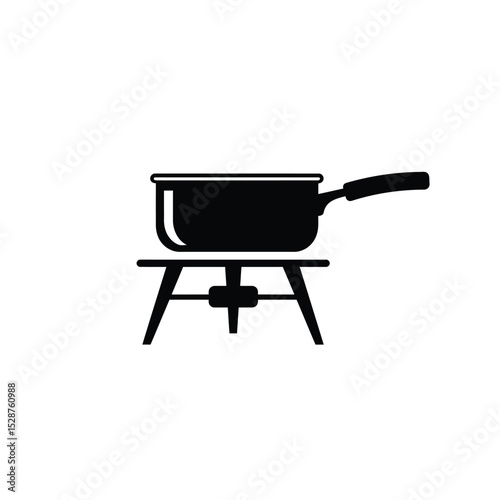 Cooking pot on portable camping stove icon