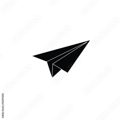 Black paper airplane icon simple design