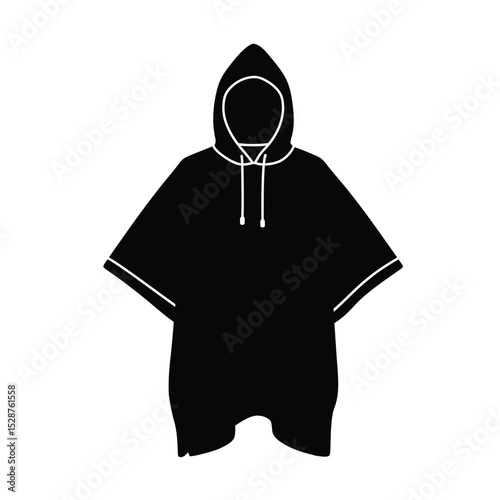 Hooded poncho raincoat silhouette design graphic