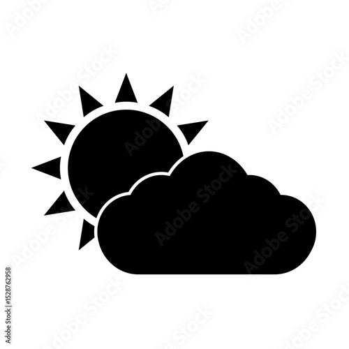 シンプルな太陽と雲のシルエットイラスト