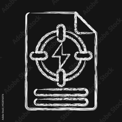 Icon energy specific policy. Renewable energy elements. Icon in chalk style.
