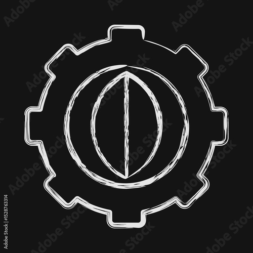 Icon green tech. Renewable energy elements. Icon in chalk style.