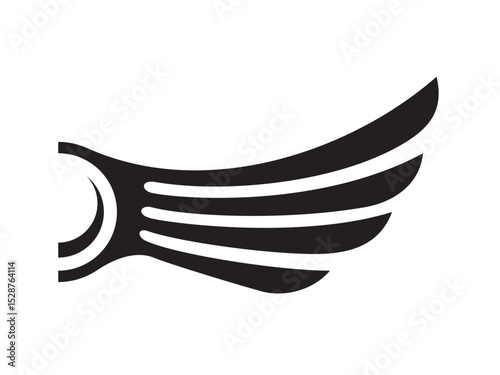 The simple abstract drawing of the dark angel's wing