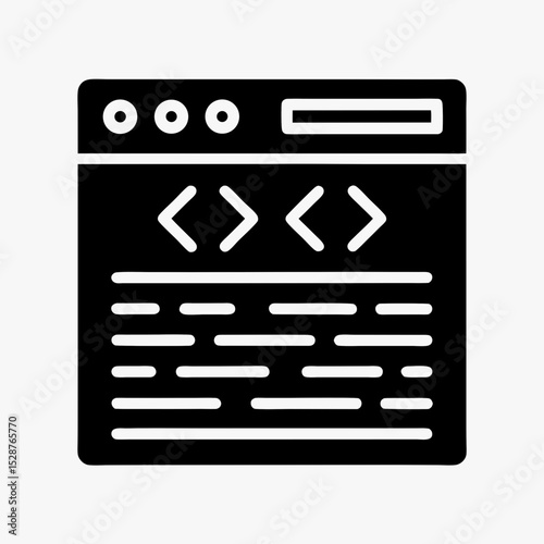 Black and white web page icon with code brackets representing programming or web development
