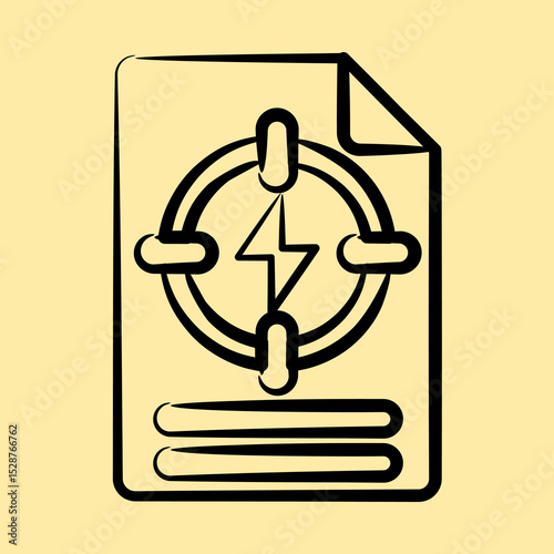 Icon energy specific policy. Renewable energy elements. Icon in hand drawn style.