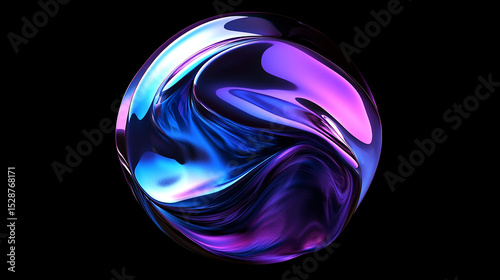 A 3D futuristic sphere with enchanting gradient hues on black background