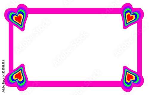 PPT background background with colorful cartoon love illustrations and pink lines.