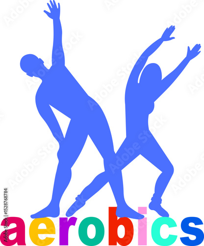 couple doing aerobics silhouette