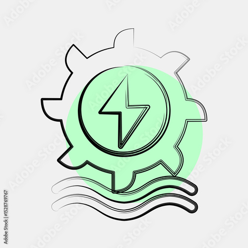 Icon hydro power. Renewable energy elements. Icon in color spot style.
