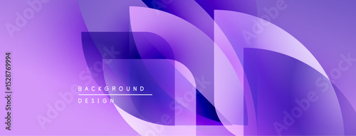Abstract purple background. Overlapping shapes create dynamic, modern visual effect. Smooth gradients, flowing lines present elegant design.