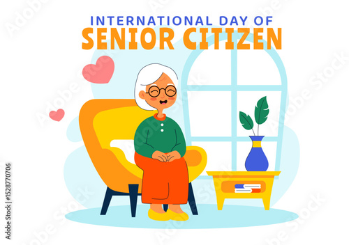 World Senior Citizen Day Vector Illustration on August 21st Celebrating and Honoring the Contributions of Older People with a Flat Style Background