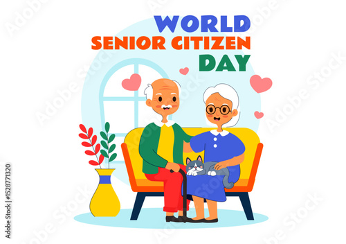 World Senior Citizen Day Vector Illustration on August 21st Celebrating and Honoring the Contributions of Older People with a Flat Style Background