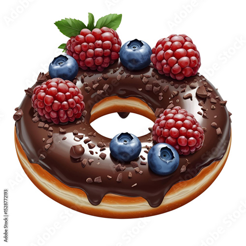 chocolate dounut with fresh berries