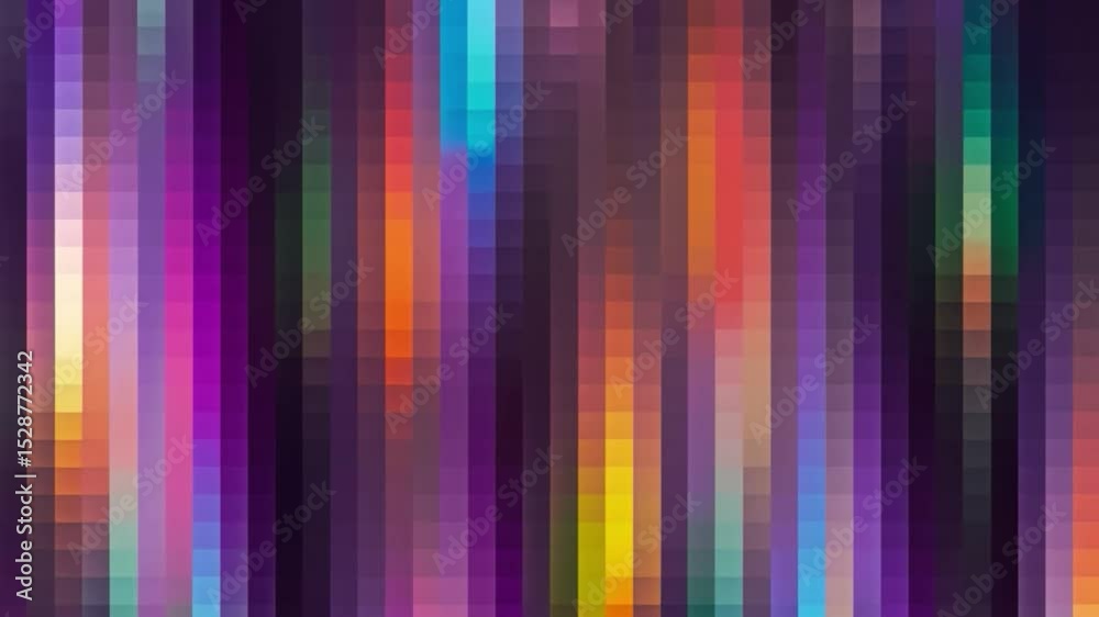 A colorful light wallpaper that is lit up and has a purple with squares pixel stye