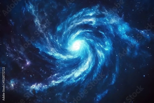 Brilliant blue spiral galaxy capturing cosmic wonder in deep space, Flying out of the brilliant blue spiral galaxy, traveling through the universe