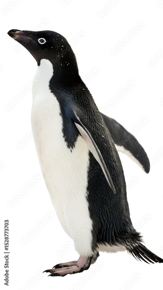 Naklejka premium Adelie Penguin in Profile Pose, Isolated on Transparent Background