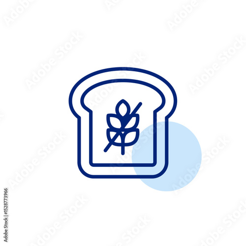Bread toast for breakfast and gluten free symbol. Dietary restrictions, food labelling. Pixel perfect, editable stroke vector icon