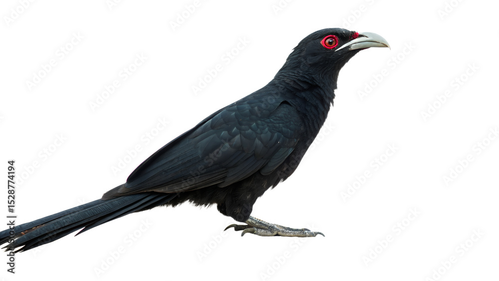 Fototapeta premium Asian Koel with Red Eyes, Isolated on Transparent Background