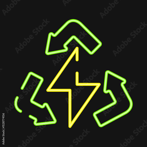 Icon clean energy. Renewable energy elements. Icon in neon style.