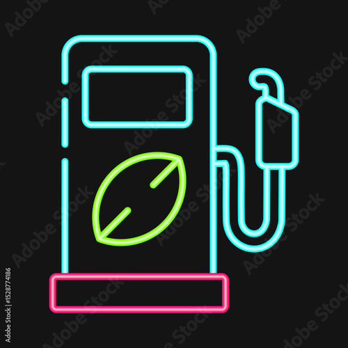 Icon eco fuel. Renewable energy elements. Icon in neon style.