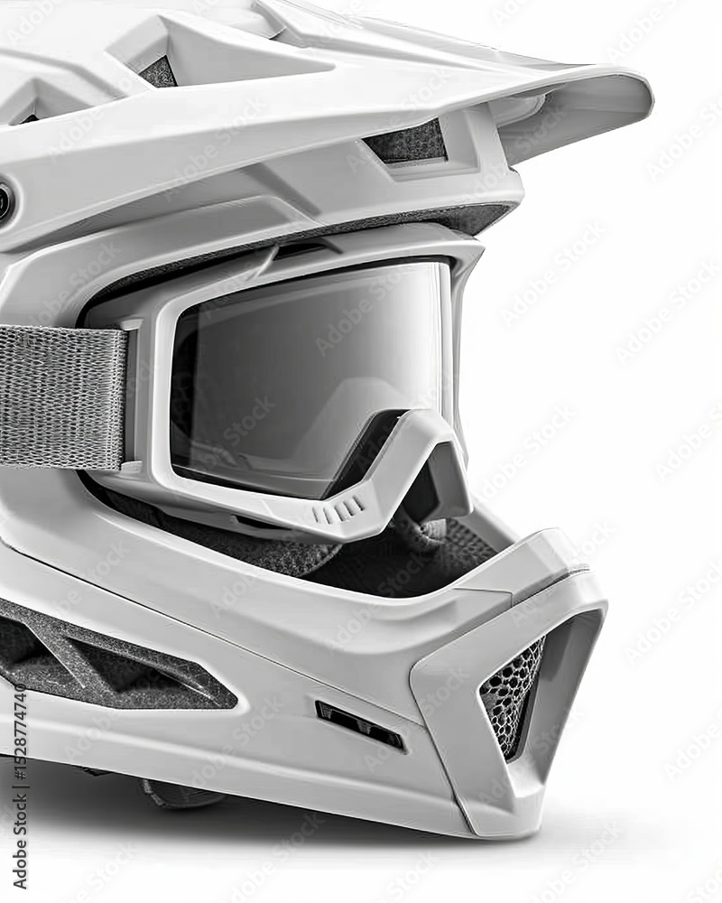 Fototapeta premium Stylish white mountain bike helmet essential protective gear for off road cycling adventures