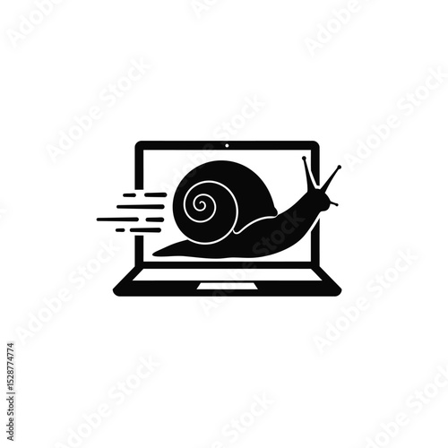 Slow laptop snail icon computer speed problem