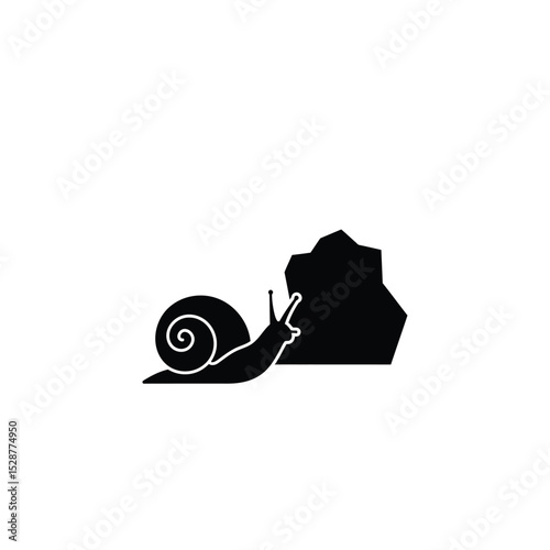 Snail slowly moving a large rock icon