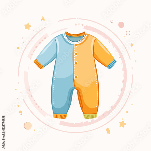Adorable Baby Romper Two-Tone Design, Cute Illustration