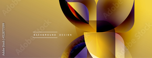 Abstract golden design features overlapping rounded shapes. Warm color palette creates dynamic visual effect. Text reads background design.